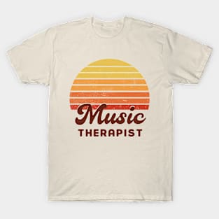 Music Therapist - Retro Sunset Design T-Shirt